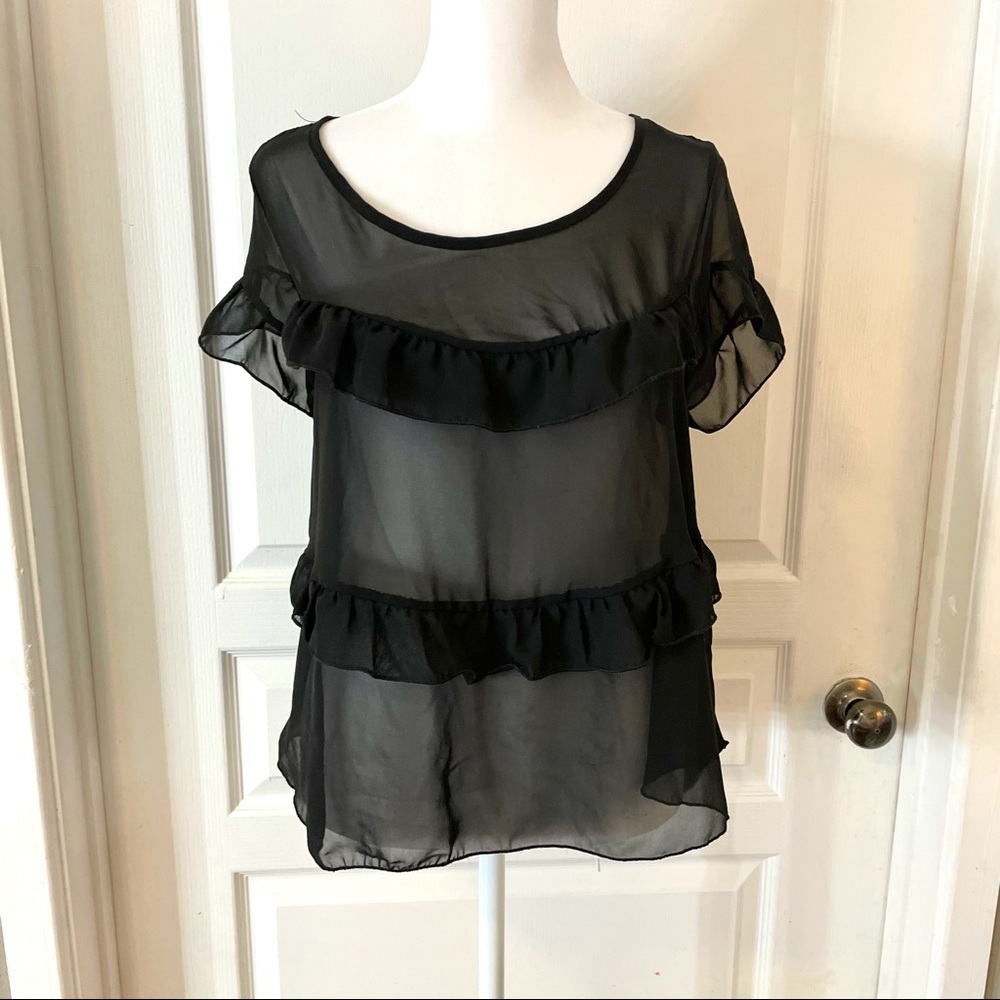 3/$20 Color of love sheer black blouse